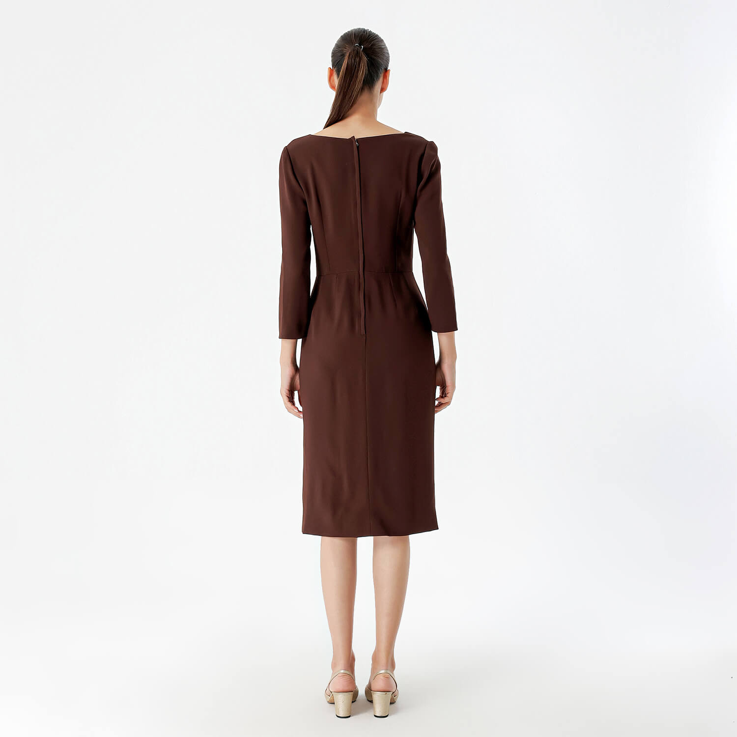 Dolce&Gabbana - Brown V Neck Midi Dress